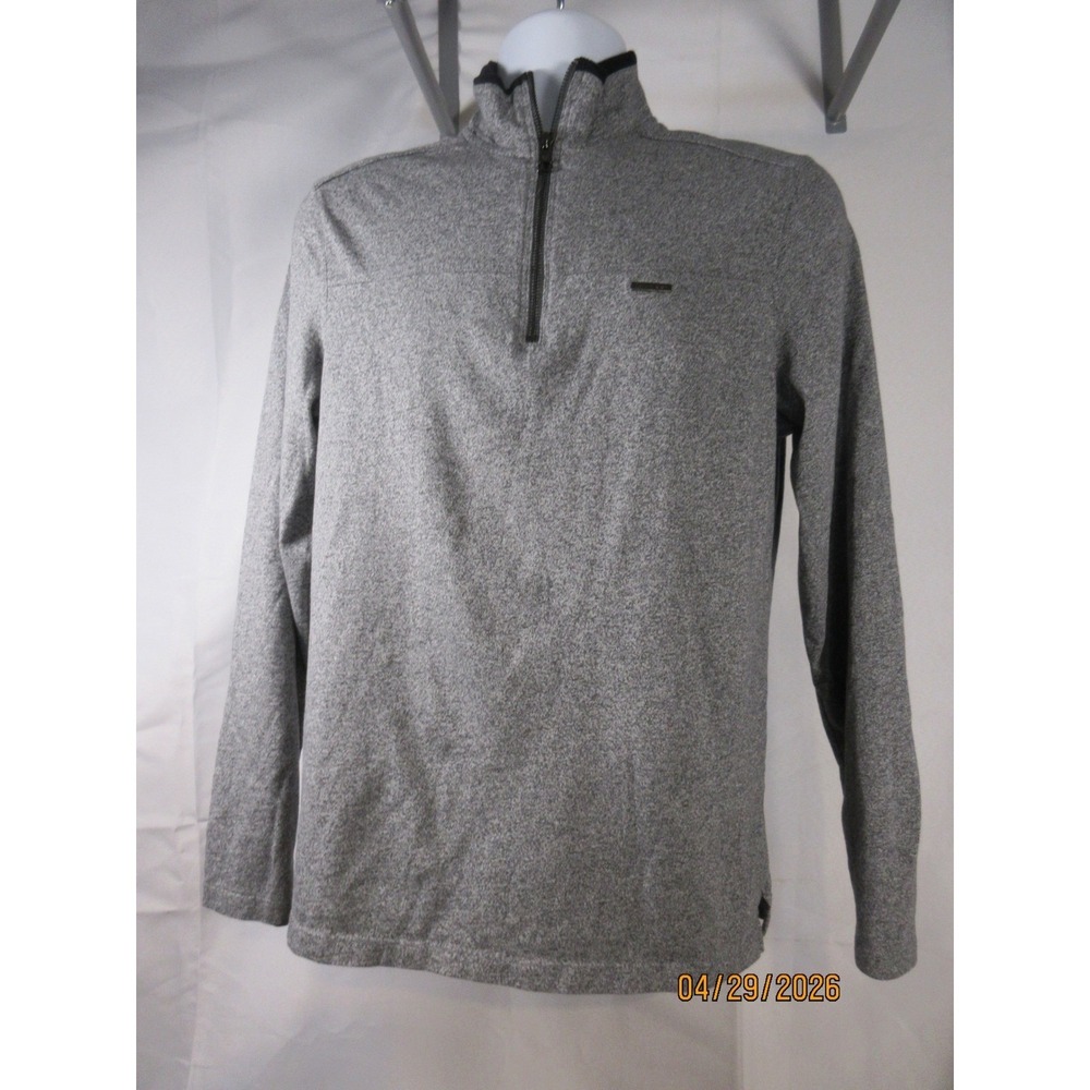 Calvin Klein Men's Quarter Zip Pullover Heather Grey Mock Neck Logo Top Size M - Picture 1 of 8